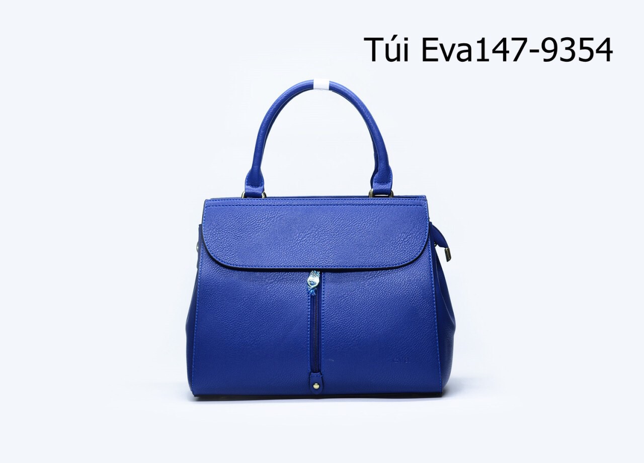 Túi xách nữ Eva147-9354 dáng vừa màu xanh phối khóa đứng độc đáo, sành điệu